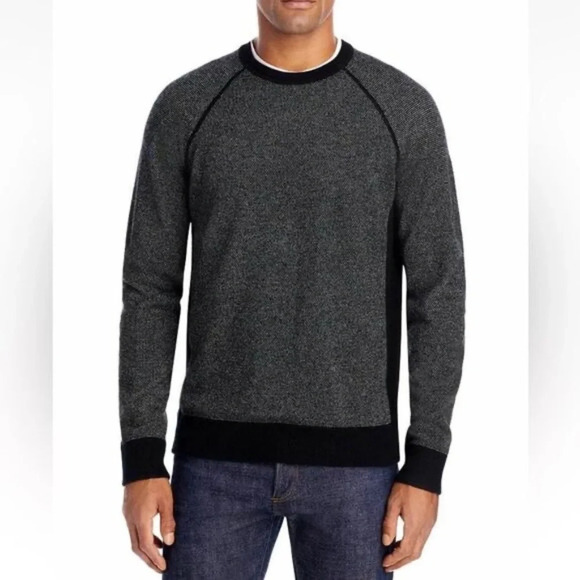 VINCE Birdseye Crewneck Wool & Cashmere Sweater in 2 Tone Gray 33806